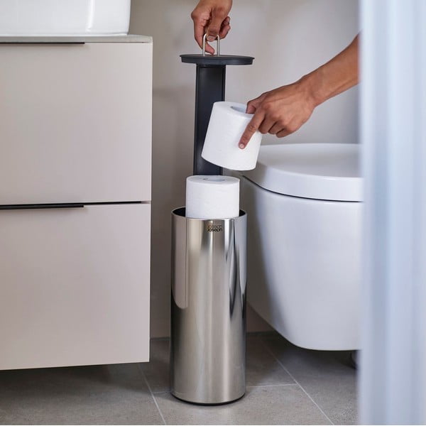 Suport pentru hârtie igienică argintiu din metal Luxe – Joseph Joseph-image-1