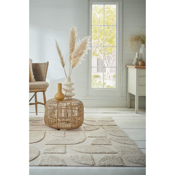 Covor crem țesut manual din bumbac 80x150 cm Ada Arch Geo – Flair Rugs-image-1