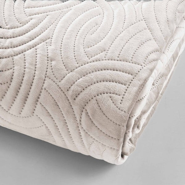 Set cuvertură și față de pernă crem din catifea 240x260 cm Solange – douceur d'intérieur-image-2