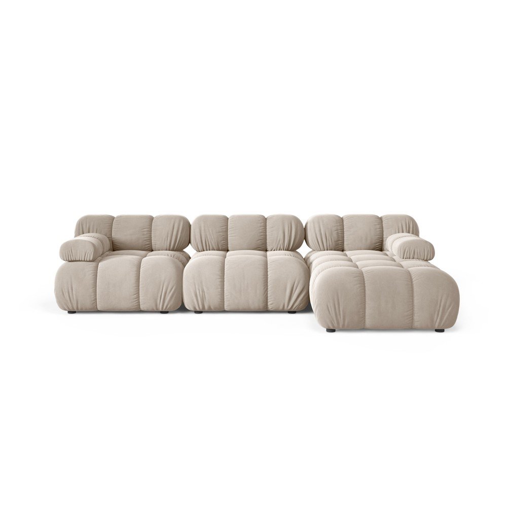 Colțar modular crem cu tapițerie din catifea (cu colț pe partea dreaptă/cu șezlong) Bellis – Micadoni