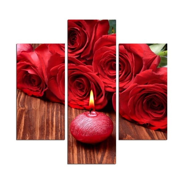 Tablou din mai multe piese Mustaka Rose, 64 x 60 cm, roșu