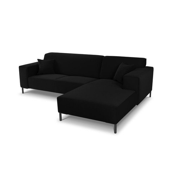 Colțar din catifea cu extensie pe partea dreaptă Cosmopolitan Design Siena, negru-image-4