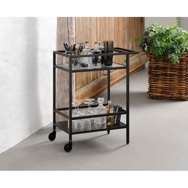 Măsuță de servire cu roți din sticlă 42x70 cm Bronco – Unique Furniture-image-1