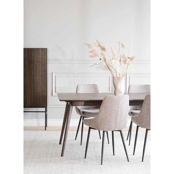 Masă de dining maro închis extensibilă cu aspect de lemn de stejar 90x190 cm Yumi – Rowico-image-4