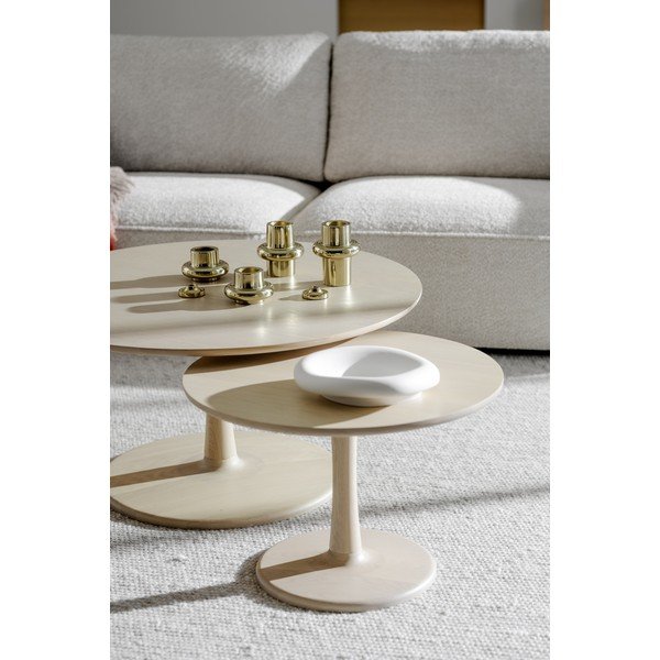 Măsuță de cafea natural  rotundă cu aspect de lemn de stejar 90x90 cm Hobart – Rowico-image-1