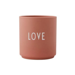 Cană din porțelan Design Letters Favourite Love, roz prăfuit