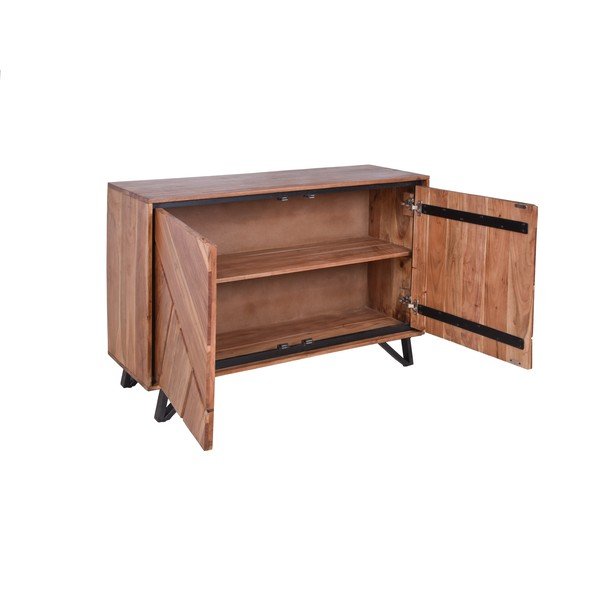 Dulap în culoare naturală din lemn de acacia 120x78x40 cm Ambala – Interia Home & Living-image-3