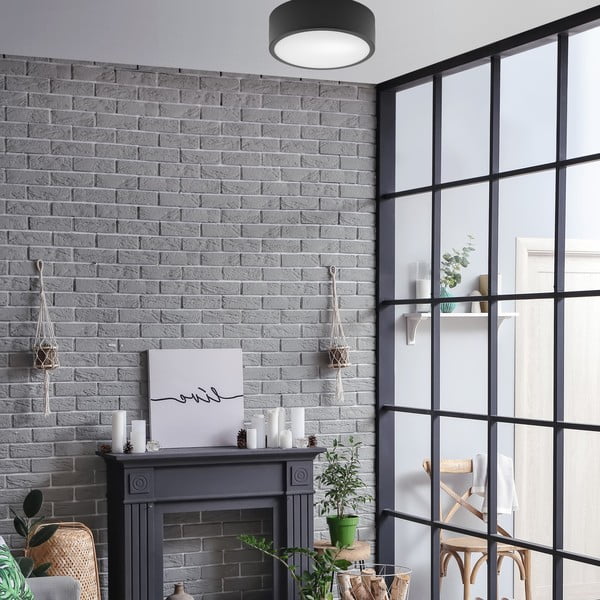 Plafonieră neagră cu abajur din sticlă - LAMKUR-image-2