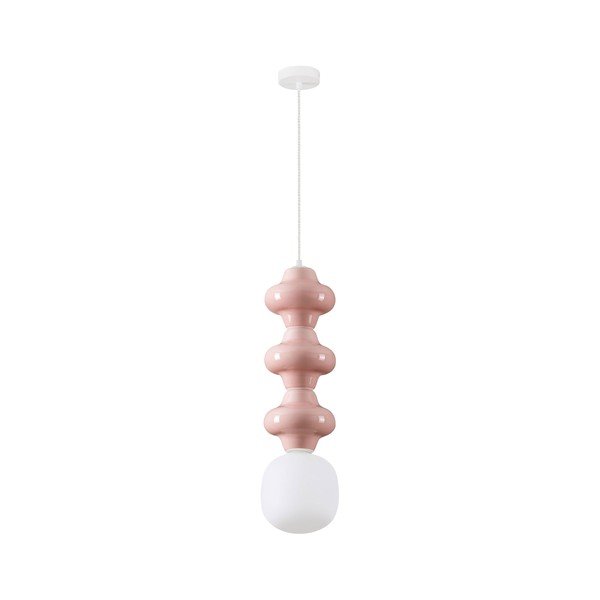 Lustră albă/roz-deschis din ceramică cu abajur din sticlă ø 18 cm Clio – Nova Luce