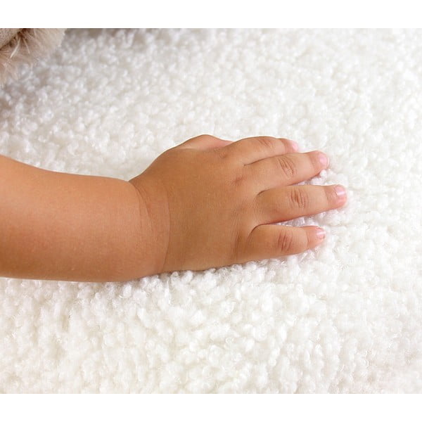 Puf de copii alb cu tapițerie din stofă bouclé Moouv – Artie-image-1