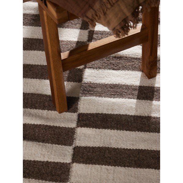 Covor tip traversă alb/maro reversibil/țesut manual din lână 80x200 cm Vika – Hanse Home-image-2