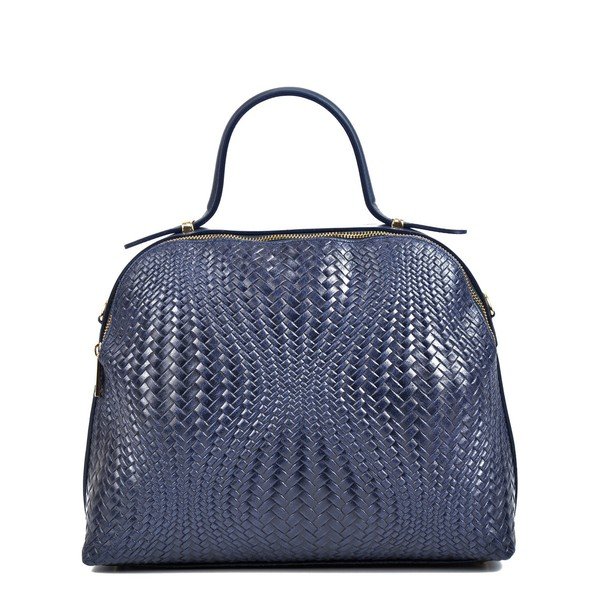 Geantă din piele cu fermoar dublu Isabella Rhea, 39 x 34 cm, albastru