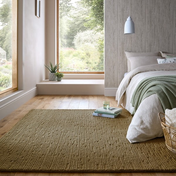 Covor kaki țesut manual din lână 160x230 cm Harris Boucle – Flair Rugs-image-1
