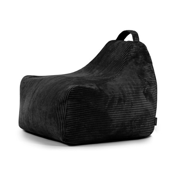 Fotoliu puf pentru copii negru cu tapițerie din catifea reiată Game Amuse – SLOWDOWN