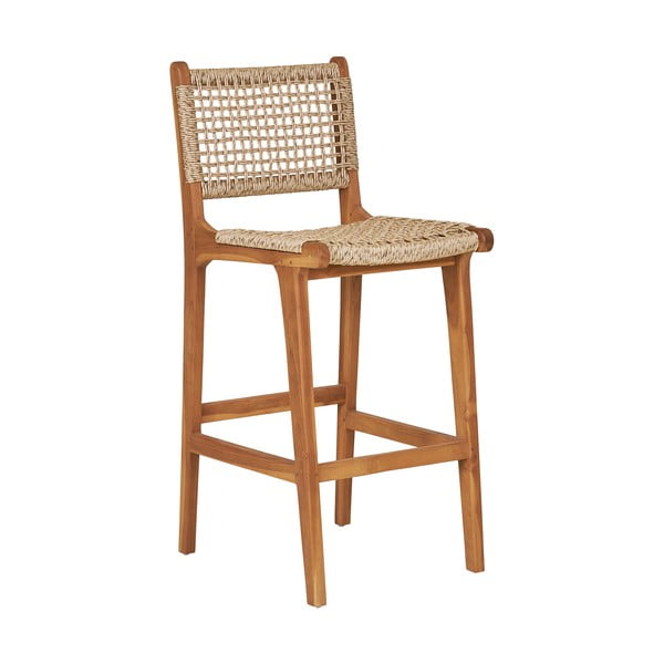 Scaun de bar în culoare naturală din lemn de tec (înălțime șezut 60 cm) Derby – House Nordic