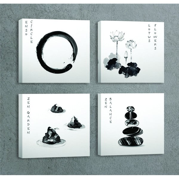Tablouri 4 buc. 30x30 cm Japanese Zen – Wallity-image-1
