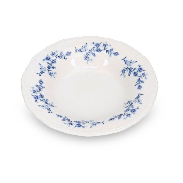 Farfurie albă/albastră adâncă din porțelan ø 23,5 cm Retro – BonBistro