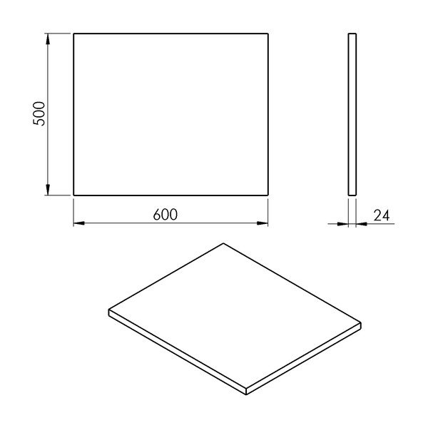 Blat sub chiuvetă alb 60x50 cm Plato – Sapho-image-2