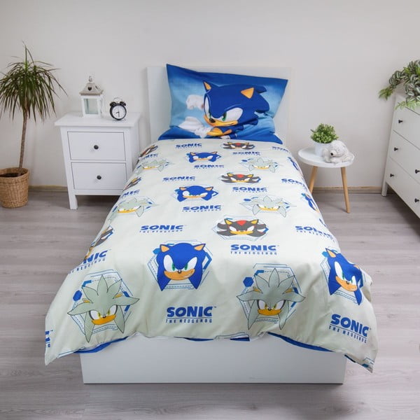 Lenjerie de pat pentru copii albastră din microfibră pentru pat de o persoană 140x200 cm Sonic – Jerry Fabrics-image-2