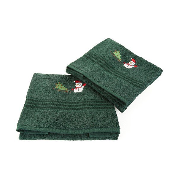Set 2 prosoape Corap Green Snowman, 50 x 90 cm-image-1