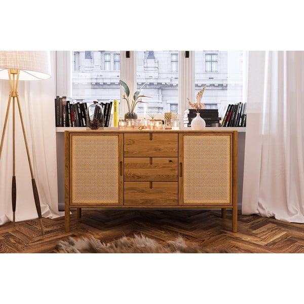 Comodă din lemn de stejar joasă 142x84 cm Pola - The Beds-image-1