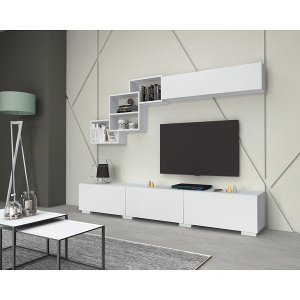 Masă TV albă 210x40 cm Fly - Gauge Concept