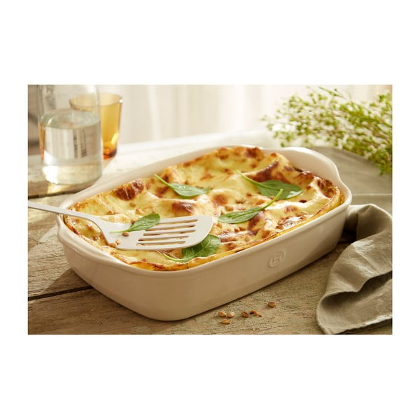 Vas dreptunghiular de ceramică pentru copt Emile Henry Ultime, 36,5 x 23,5 cm, crem-image-3