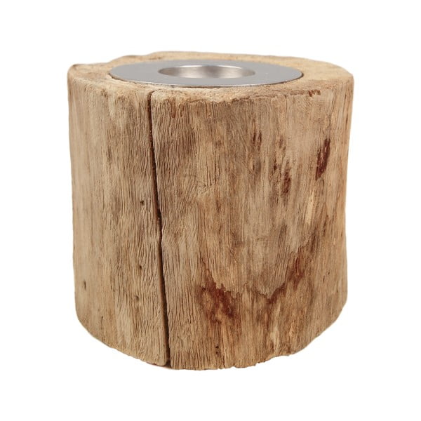 Suport lumânare din lemn de tec HSM Collection Antique, 10 cm-image-1