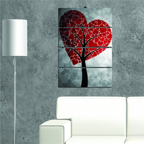 Tablou din mai multe piese Heart Tree, 34 x 55 cm