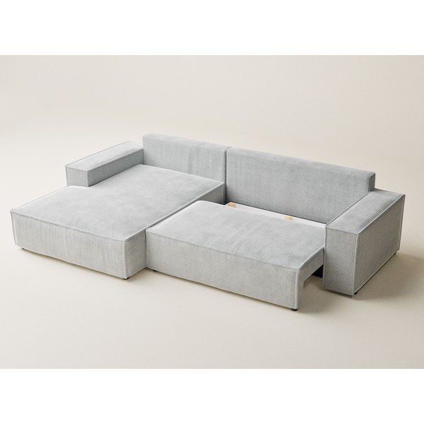 Colțar gri deschis extensibil/cu spațiu de depozitare cu tapițerie din chenille (cu colț pe partea stângă/cu șezlong) Maze – Maison de Rêve-image-4