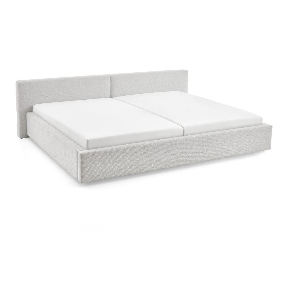 Pat matrimonial gri tapițat cu spațiu de depozitare cu somieră 200x240 cm Cube – Meise Möbel