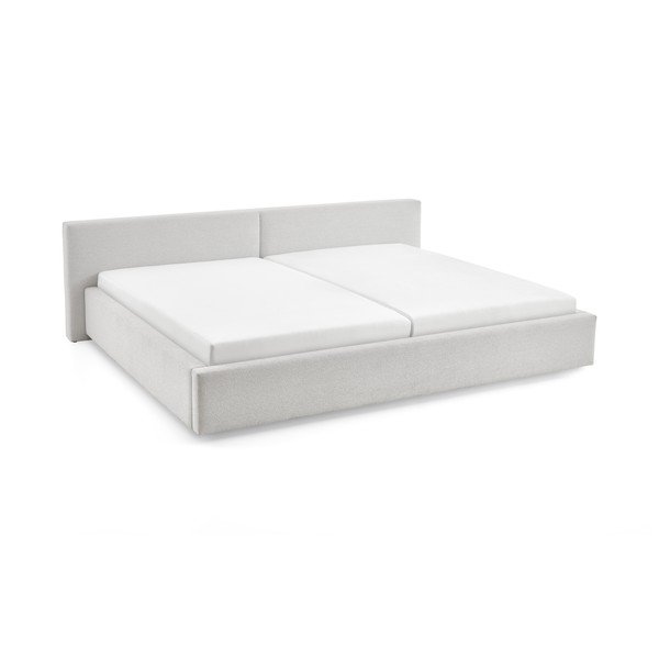 Pat matrimonial gri tapițat cu spațiu de depozitare cu somieră 200x240 cm Cube – Meise Möbel-image-3
