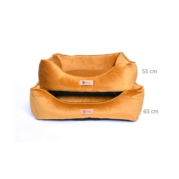 Pătuț pentru animale de companie, de catifea, de culoare aurie 65x50 cm Royal - Petsy-image-1