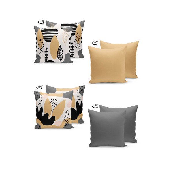 Set 4 fețe de pernă Kate Louise Geometric, 45 x 45 cm, gri-bej-image-1