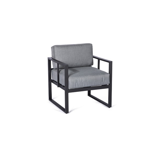 Set fotolii de grădină Bellisima și masă neagră Loris, ø 35 cm, gri grafit-image-1