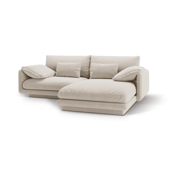 Colțar alb cu tapițerie din catifea (cu colț pe partea dreaptă/cu șezlong) Torino – Micadoni -image-1