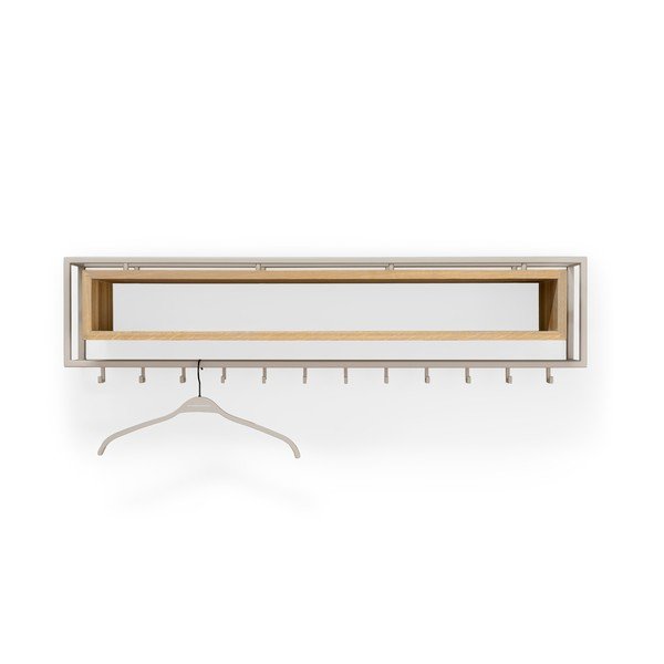 Cuier de perete în culoare naturală/taupe cu raft din lemn de stejar 118 cm School – Spinder Design-image-4