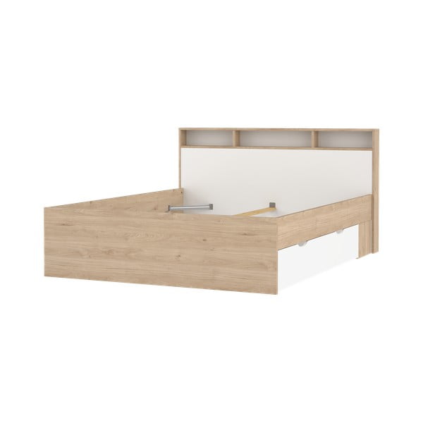Pat matrimonial în culoare naturală cu aspect de lemn de stejar cu spațiu de depozitare fără somieră 160x200 cm Ikast – Tvilum-image-4