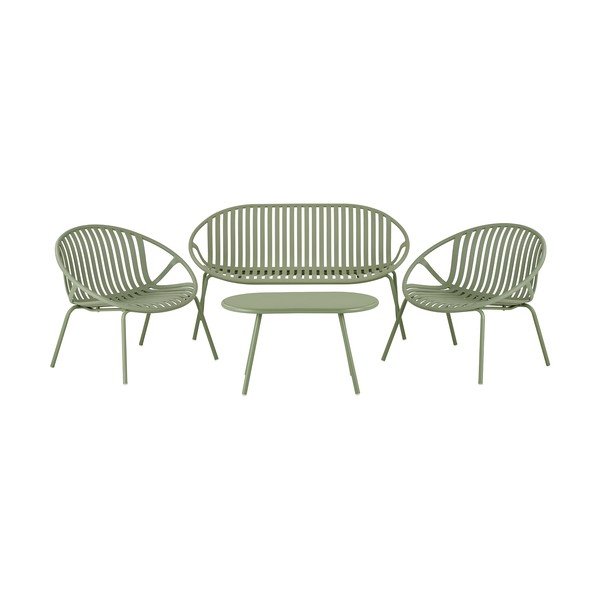Set mobilier de grădină verde din plastic pentru 4 persoane Saly – House Nordic