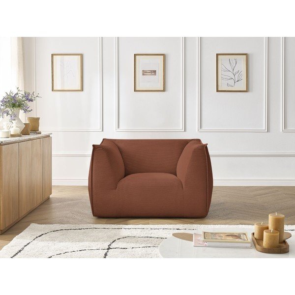 Fotoliu portocaliu cu tapițerie din catifea reiată Giorgia – Bobochic Paris-image-4