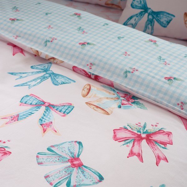 Lenjerie de pat roz pentru pat dublu, extinsă 230x220 cm Bows And Bells – Catherine Lansfield-image-4