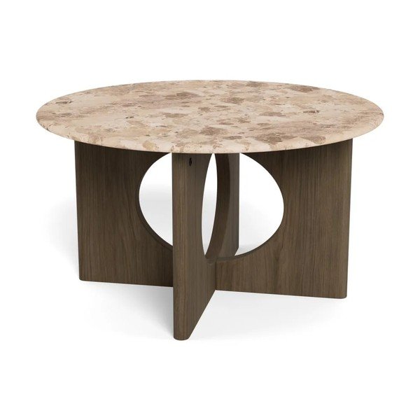 Măsuță de cafea în culoare naturală închisă rotundă cu blat din marmură ø 80 cm Foley – Actona-image-3