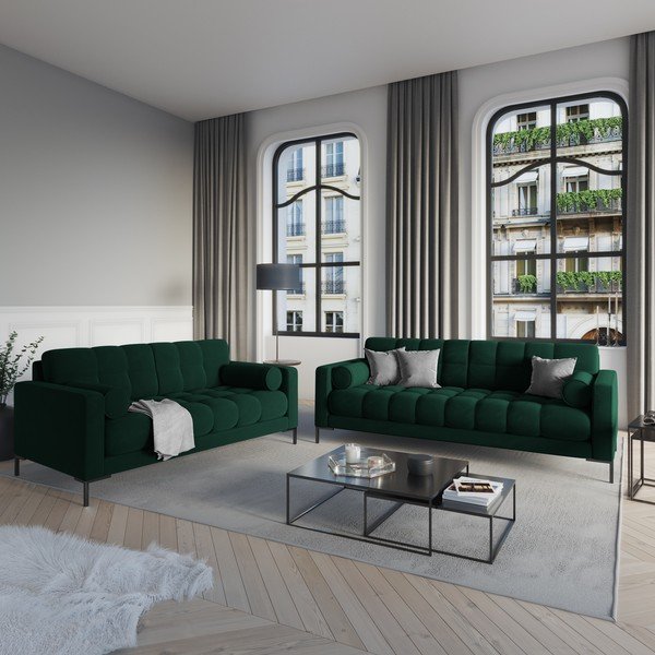 Canapea din catifea Cosmopolitan Design Bali, verde închis-image-1