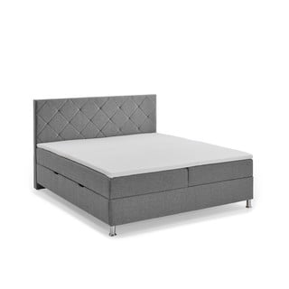 Pat boxspring gri cu spațiu de depozitare 180x200 cm Leo - Meise Möbel