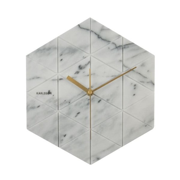 Ceas de perete Karlsson Marble Hexagon, alb