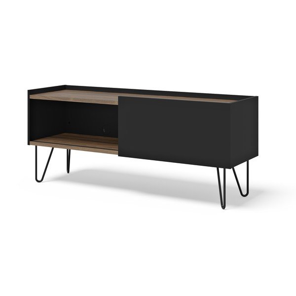 Comodă TV negru-maro cu aspect de lemn de nuc 140x59 cm Nina – TemaHome-image-2