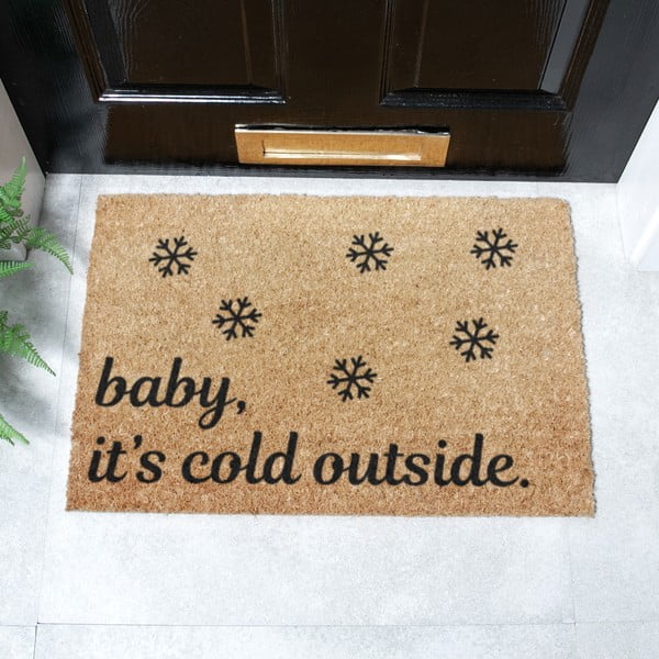 Covoraș de intrare din fibre de nucă de cocos 40x60 cm  cu model de Crăciun Baby It's Cold Outside – Artsy Doormats-image-2