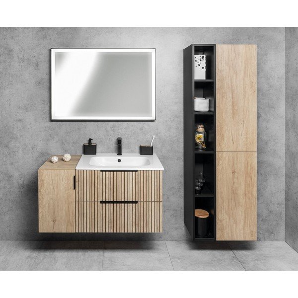 Dulap fără chiuvetă în culoare naturală suspendat cu aspect de lemn de stejar 58x54 cm Cirasa – Sapho-image-1