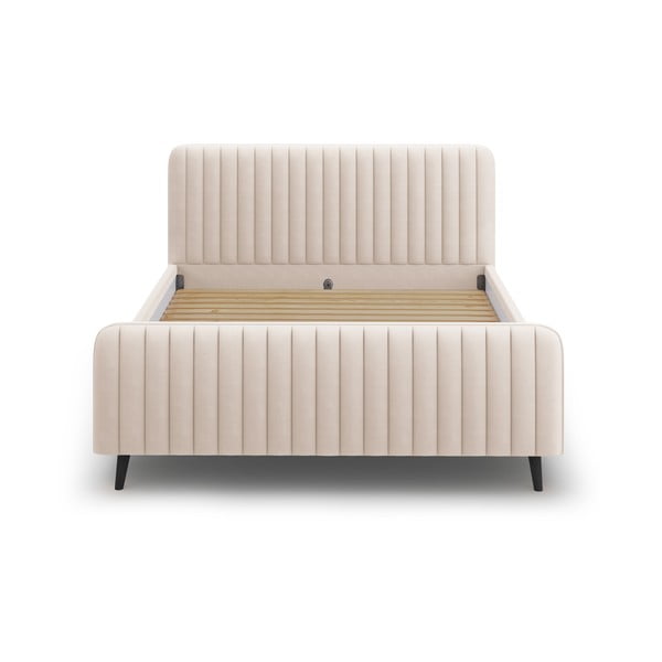 Pat matrimonial 180x200 cm bej tapițat cu somieră inclusă Lily - Micadoni Home-image-2