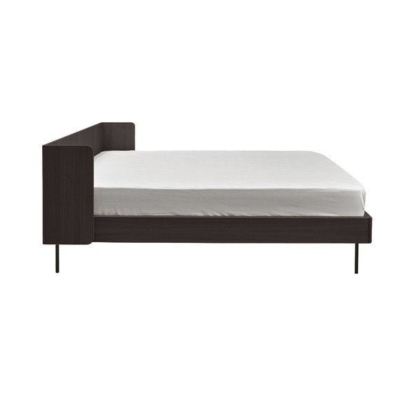 Pat matrimonial negru cu aspect de lemn de stejar 160x200 cm Wrap – Bonami Selection-image-2